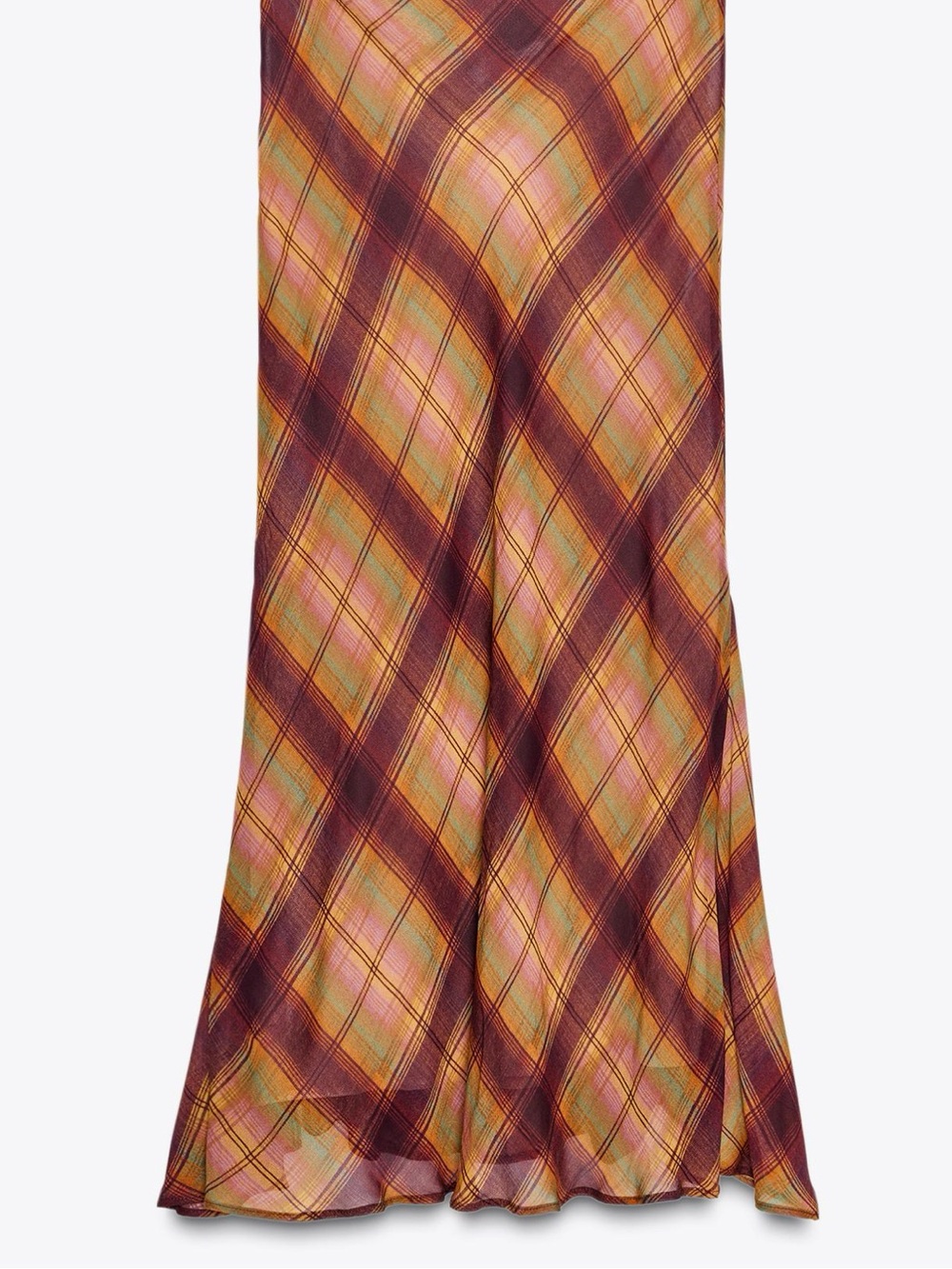 Zara Plaid Maxi Skirt in Brown and Olive Tones size M - Picture 7 of 7